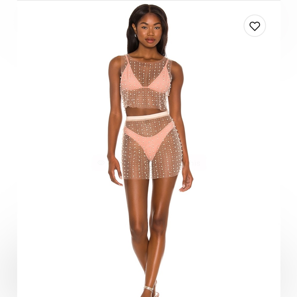 Beach Bunny Mesh Pearl Top & Skit Set